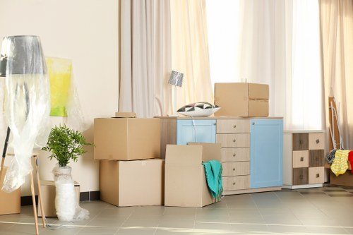 Removal team handling boxes during a Scotland removals service
