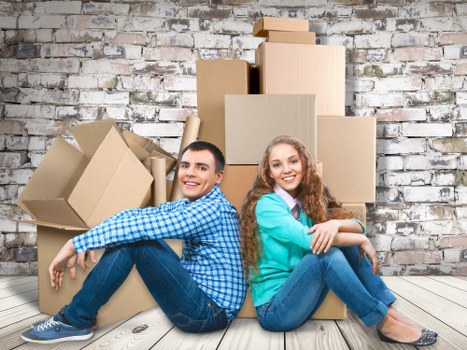 Moving boxes and furniture prepared for a Scotland removals service
