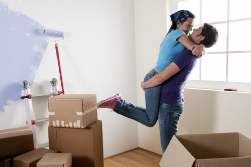 Office furniture and equipment loaded for a commercial move