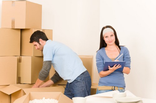 Household furniture and boxes prepared for moving across Scotland
