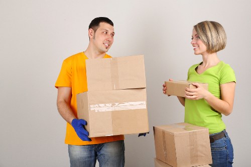 Office furniture and equipment prepared for a commercial move