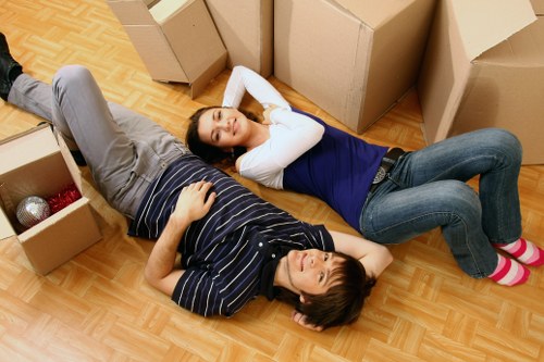 A removal team handling access challenges in a Scottish property